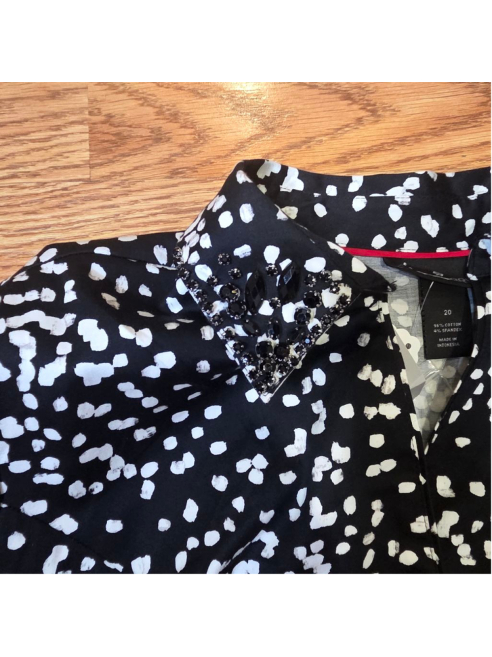 Lane Bryant Button Down Shirt Black White Polka Dot Size 20 - Picture 5 of 6